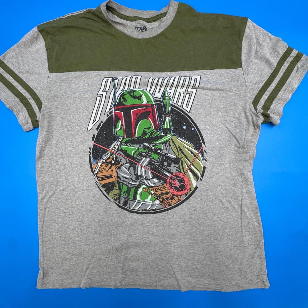 Star Wars Fifth Sun Boba Fett Graphic Tee XL Gray Green Colorblock Shirt